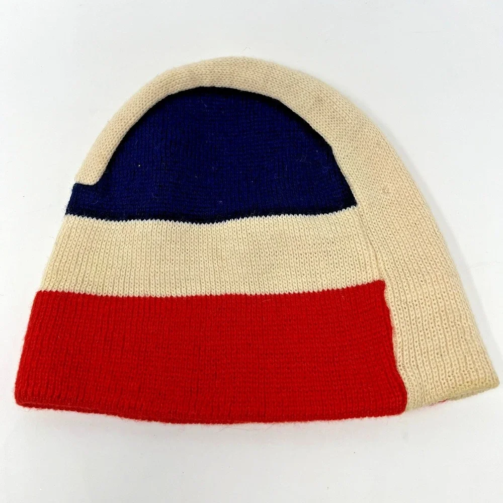 Vintage St Moritz Ski Beanie Wool Knit Hat Switzerland Retro Alpine Apres Ski